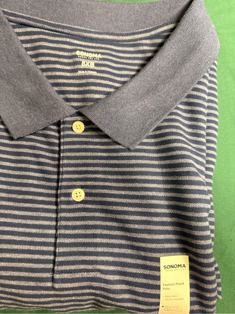 Sonoma Navy and White Striped Polo Shirt